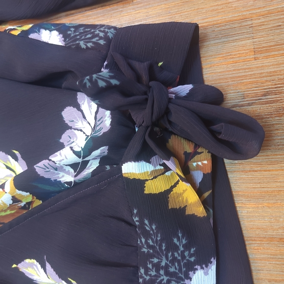 Madewell Wrap Top Blooming Oasis Plum 3/4 Sleeve Shirt Blouse Womens S - Picture 5 of 9